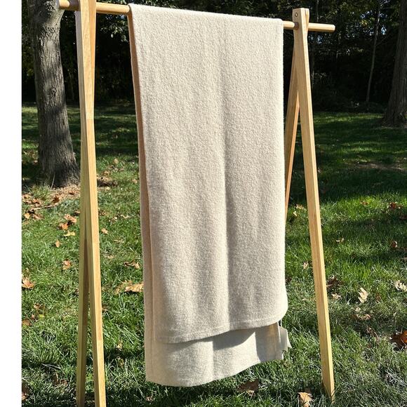 Lauren Manoogian Felt Wide Scarf Baby Alpaca Merino Alabaster Beige Ecru BN $370 - Picture 4 of 12